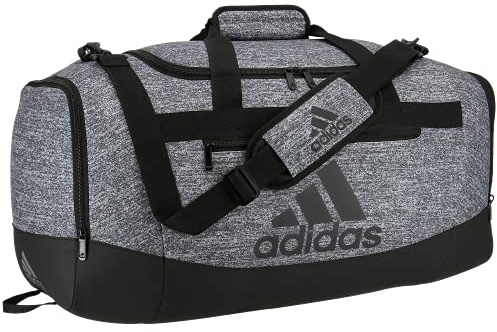 adidas Unisex-Erwachsene Defender 4.0 Duffel, Durable Athletic Sports Gym Travel Bag for Men and Women Seesack, Jersey Onix Grau/Schwarz