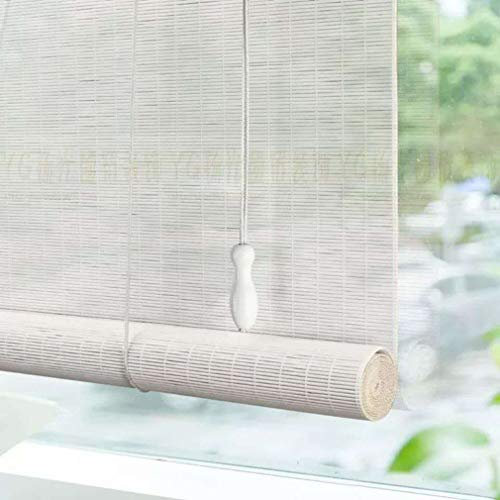 Natural Window Roller Blind - Bamboo Door Curtain,Sunshade Heat Insulation Roman Curtains,Privacy Partition Decoration,Shutter With Lifter,Bamboo Blinds Outdoor,White,Customizable (90x140cm/36x55in)