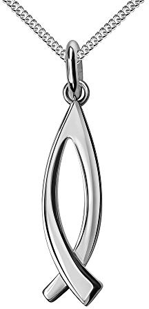 JEVELION Anhänger 925 Silber mit Fisch Sterlingsilber für Damen und Herren. mit Halskette Länge wählbar.