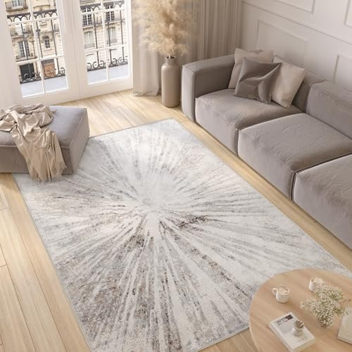 TAPISO Valley Teppich Kurzflor Grau Beige Mehrfarbig Meliert Verwischt Abstrakt Modern Wohnzimmer Schlafzimmer ÖKO-TEX 200 x 300 cm
