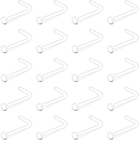 Briana Williams 20stk Bioflex Nasenstecker Nasenpiercing Stecker Flexibel Kunststoff Plastik L Piercing Nase Plastik