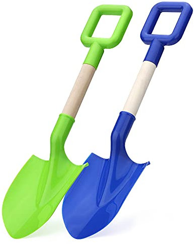 Dilabnda Kinder Strand Sand Schaufeln, 40cm/16inch Kind Strand Schaufeln Spaten Löffel mit dauerhaftem Holzgriff, ABS Strand Garten Werkzeug Set für Sand Hinterhof Sommer Strand Sandbox 2PCS