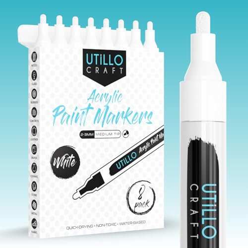 Utillo Craft PARENT ASIN-Paint Markers UK Color/Style V1 (White, Medium)