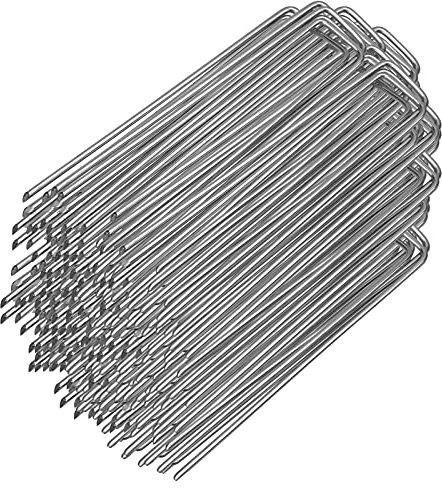 Randaco Lot de 300 piquets d'ancrage au sol en acier galvanisé - Pour toile anti-mauvaises herbes, non-tissé de jardin, clôture, jardin (150 x 25 mm - Ø 2,8 mm)