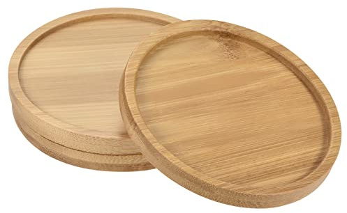 PATIKIL Sottovaso per piante, 3 pezzi, 10 cm, in bambù, rotondo, per interni