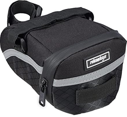 Relaxdays Satteltasche für Fahrrad, wasserdicht, HBT: 8 x 12 x 15 cm, kleine Fahrradtasche für Werkzeug & Handy, schwarz