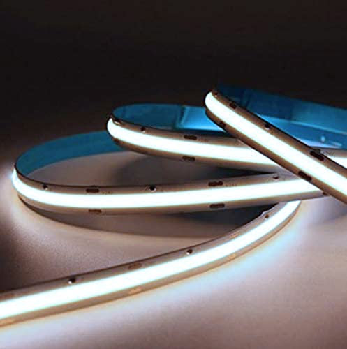 Partenopea® Striscia Led COB Strip Nastro ad alta Luminosità Illuminazione non dimmerabile Tagliabile (Alimentatore non incluso) (10 MT 24V, Bianco Freddo 6500K)