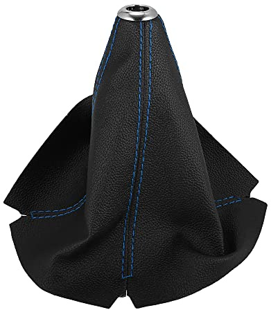 X AUTOHAUX Schaltmanschette Schaltknauf Staubschutz schwarz mit blauer Linie