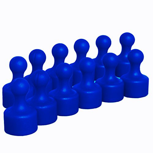 LeBigMag® | Sehr Starke Neodym Kegelmagnete | Ø 12 mm | 19,5 mm hoch | für Kühlschrank Pinnwand Magnettafel | geringerer Halt auf Glasmagnettafeln (12 Blaue Pins)