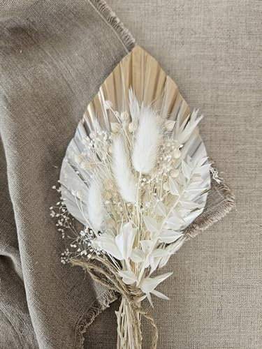 Dried Flower Cake Topper Spear Palm Bouquet (Gold and White 2)