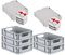 PROREGAL SuperSparSet 5x Eurobox NextGen Economy mit Scharnierdeckel & roten Verschlüssen | Griffe offen | HxBxT 12x30x40cm | 11 Liter | Eurobehälter Transportbox Transportbehälter Stapelbehälter