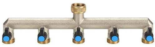 Splitter per rubinetto da giardino in ottone a 5 vie, connettore multi rubinetto, splitter per rubinetto, splitter per tubo flessibile, adattatore deviatore per rubinetto da 3/4, raccordo a doppio