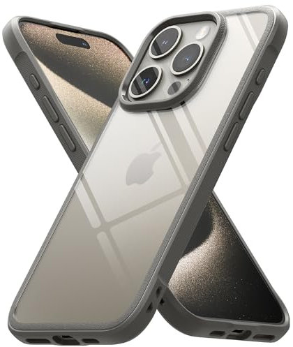 Ringke Fusion Bold [Vergilbungsfrei] Kompatibel mit iPhone 15 Pro Max Hülle, Fester Griff rutschfeste Stoßfeste TPU Bumper mit Klarer Harte PC Rückseite HandyHülle - Gray