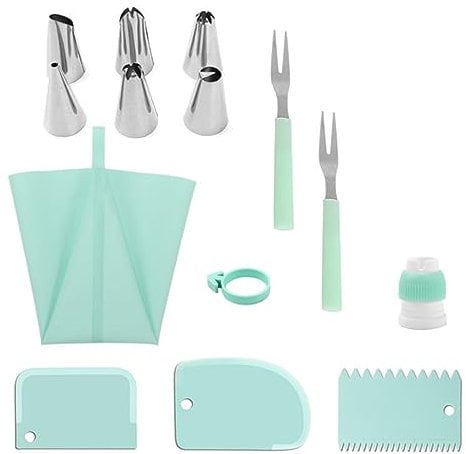 CHSEEO Douille Patisserie Poches à Douille 14 Pcs, Set Pâtisserie Lavable et Silicone Réutillisables et Adaptateur, Ustensiles à Pâtisserie DIY Kits pour Décoration de Cupcake et Muffins Gâteaux #6