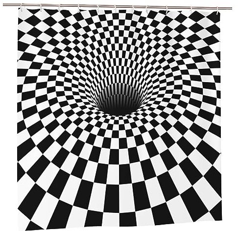 Gearsly Shower Curtains Mould Proof Resistant,Vortex Optical Illusion 3D Bathroom Curtain With 12 Hooks Waterproof Washable Bath Shower Decor For Wet Room 72 X 72(183 X 183 cm)