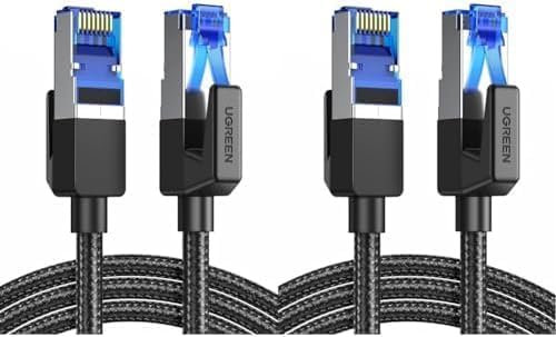 UGREEN CAT 8 Ethernet Cable High-Speed 40Gbps 2000MHz Ethernet Cable Braided RJ45 LAN Gigabit Network F/FTP POE Compatible with Xbox One Switch PS5 PS4 WiFi Extender Router Modem Patch Panel (1M)