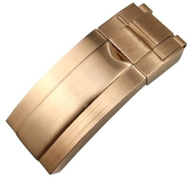 KOSSMA Faltschließe aus Edelstahl für Rolex Submariner Oysterflex Daytona GMT Uhrenband Faltschließe, Matt Rose, 16mm X 9mm