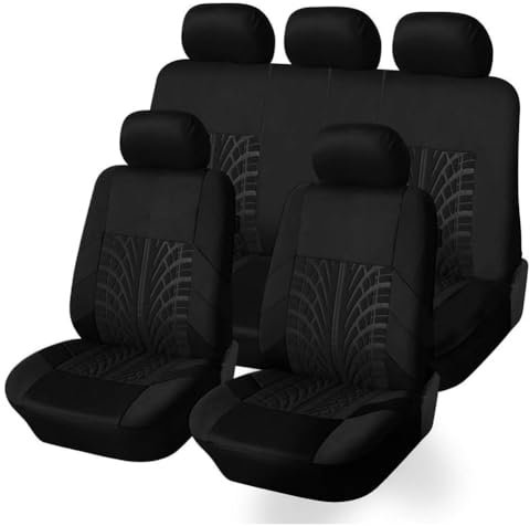 Ashild Auto Sitzbezüge Sets für V-W Touran 1.Gen (1T) 2006-2015 5-Seats, Stoff Autositzbezüge Schonbezüge Sitzbezug Sitzschoner Vorne Und Hinten Atmungsaktiv Zubehör,A/Black