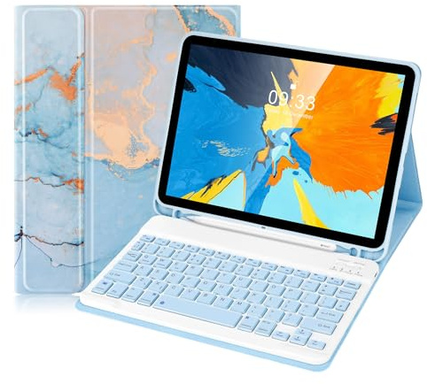 Lively Life Bluetooth Keyboard for iPad Air 11-inch (M3 2025 / M2 2024) & Air 4th/5th Gen & iPad Pro 11 inch (1st/2nd/3rd/4th Gen), Detachable Keyboard Cover, UK Layout - Blue Marble