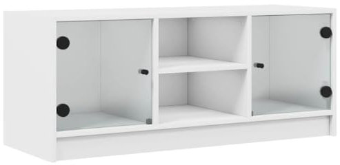 vidaXL Mobile Porta TV con Ante in Vetro Bianco 102x37x42 cm