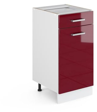 Vicco Unterschrank R-Line, Bordeaux Hochglanz/Weiß, 40 cm mit Schublade, ohne Arbeitsplatte