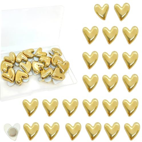 Kühlschrankmagnete, niedliches Liebesherz, goldfarben, für Zuhause, Küche, Mini-Magnete für Kühlschrank, Büro, Whiteboard, Spind, 30 Stück
