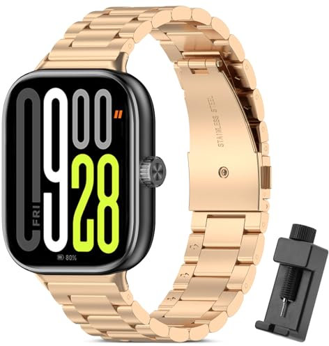RenSheng Redmi Watch 4 / Redmi Watch 5 Braccialetto, Cinturino di Ricambio per Xiaomi Smart Band 9 Pro/Redmi Watch 4 / Redmi Watch 5 Cinturino Metallico in Acciaio Inox