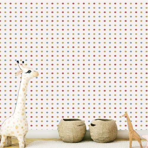 Selbstklebende Tapete Roter Kreis Strukturtapete Wandtattoo Schlafzimmer Tapete Selbstklebend Vliestapete Wallpaper for Living Room Tapeten Leicht zu Entfernen Wandschutzfolie 40x100cm/1 Pcs