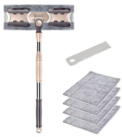 Mopa rectangular extendida fácil de usar, almohadilla de microfibra de 360 grados, mango de 133 cm