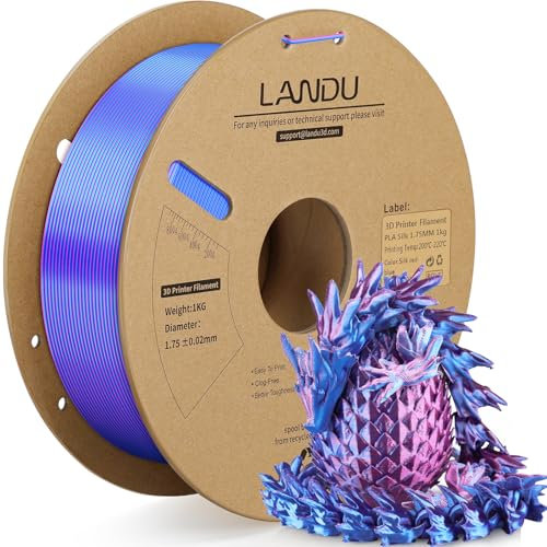 LANDU Silk Dual Color PLA Filament 1.75mm 3D Drucker Filament Coextrusion Filament PLA 1kg Multiple Color PLA Filament Maßgenauigkeit +/- 0.02 mm,1KG Spool (2.2lbs) Rot Blau