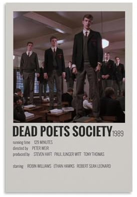 Filmposter Dead Poets Society im 90er-Jahre-Stil, Vintage-Leinwand, Wandkunst, dekorative Wohnkultur, Gemälde für Wohnzimmer, Schlafzimmer, 30 x 45 cm, ungerahmter Stil