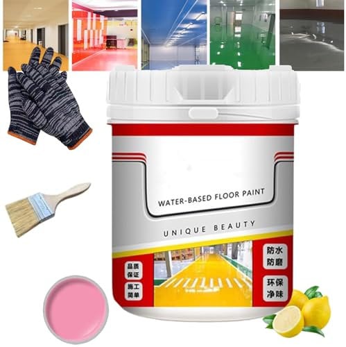 Vgpbphj Nante Wind Paint, Quick-Dry Anti-Slip Water-Based Floor Paint, Gold Silk Waterproof Epoxy Floor Paint for Interior & Exterior (Pink)