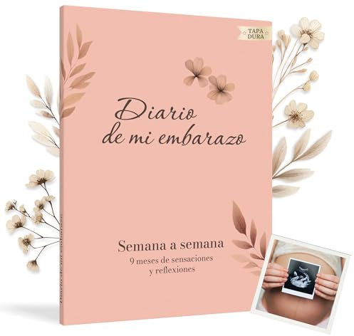 HuBorns - Schwangerschaftstagebuch um Jeden Moment Woche für Woche Festzuhalten mit Platz für Fotos und Ultraschall, Schwangerschaftsbuch zum Ausfüllen und Festhalten (Rosa, Spanisch)