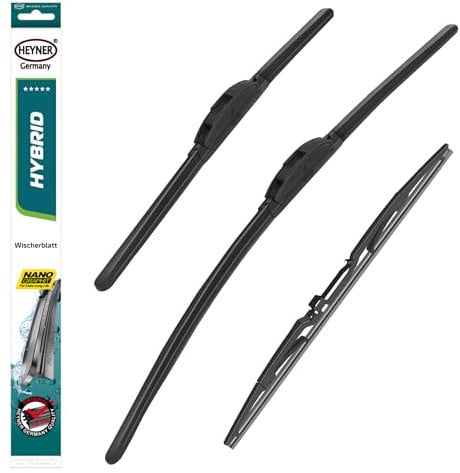 HEYNER® Scheibenwischer Set mit Heckwischer passend für OPEL CORSA C (09.2000-09.2006) HYBRID Flachbalkenwischer