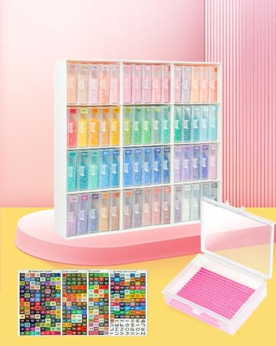 Forever Young 60pcs Diamond Art Trays with Lids & Stand, Diamond Painting Accessories, 2-in-1 Diamond Art Tray & Beads Storage, Adults