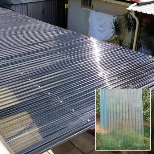 BRCYKRWY Sunlight Panel,2mm 5pcs Corrugated Roof Panel,Corrugated Roofing Sheet,Fiberglass Daylighting Panels,Anti-UV Transparent Rainproof Board,Transparent Sunshine Board,Greenhouse Sheets(Clear,35.