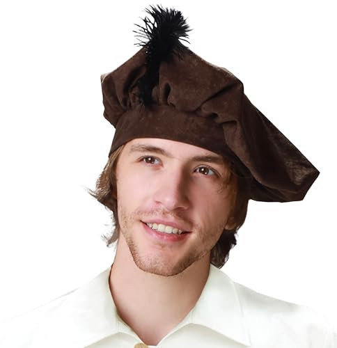 Zebra & Friends Mittelalter Baskenmütze - Kopfschmuck - Mütze Mittelalter - Barett - Mittelalterlicher Hut - Mittelalter Kopfbedeckung - Braun