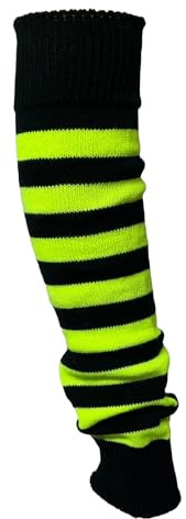 ANZEE - Scaldamuscoli per bambini, a righe, per stare al caldo ed elegante, alla caviglia, per bambini, per la settimana del libro, Natale, scuola, danza, feste, sport, yoga, accessori, Giallo fluo &