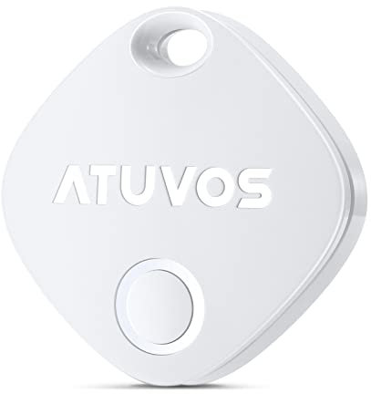 ATUVOS Air Tag Smart Tracker 1 Pack Blanco, Localizador de Objetos Bluetooth Funciona con Buscar Apple (Sólo iOS, Android no Compatible), Buscador para Llaves/Billeteras/Equipaje, Batería Reemplazable