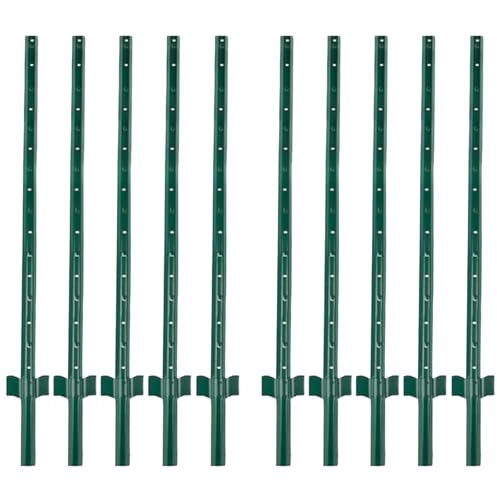 10 Pcs Metal Fence Post, 3FT/0.9M Heavy Duty Garden Fence Post U-Post for Fencing, Garden Fence Stakes for Outdoor Temporary Fencing,Electric Fence Wire,Grden Fence etc
