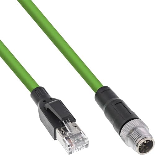 InLine Industrie Netzwerkkabel, M12 8-pin X-kodiert Stecker zu RJ45 Stecker, Cat.6A PUR, Ethernet M12 8-polig, 20m, 40602