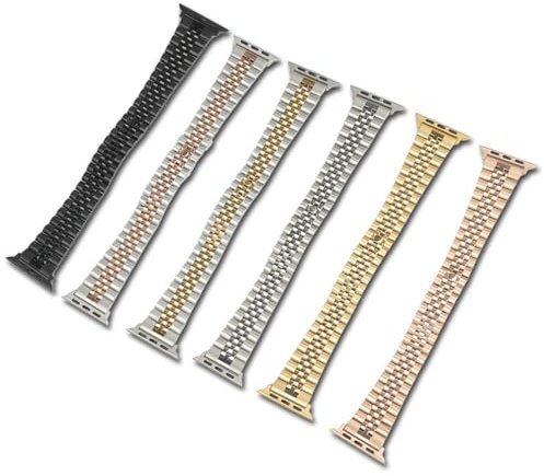 MVGVPLVLTNN 38 40 42 44mm Solido Acciaio Inossidabile Cinturino Orologio Braccialetto di Ricambio da Polso Jubilee Con Adattatore for Iwatch Apple Watch(Gold,40mm)