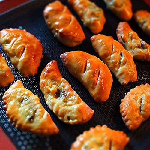Backmatten, Eclair Mat Ofen Sheet Liner 1PC Non -Stick Hochtemperatur Atmungsfreie Matten für Brotpizza -Kekse Silikonstock Wiederverwendbares Perforierte Schwarze Glasfaserpfanne, (BLACK)