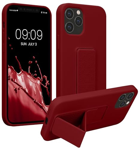 kwmobile Carcasa Compatible con Apple iPhone 12 / iPhone 12 Pro - Funda para móvil con Soporte y Agarre para Dedo Rojo lacre