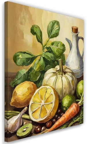 Feeby Leinwand Bilder - Bild Wohnzimmer - Gemüse Obst Essen - 20x30 1tlg - Deko Schlafzimmer Groß - Dekoration Canvas - Gemälde - Modern Wandbilder - Kunstdruck