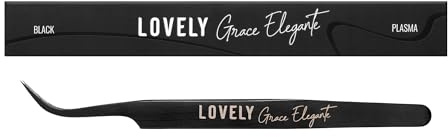 LOVELY Grace Elegante Wimpernpinzette für Wimpernverlängerung Standard Gebogen - klassische Edelstahlpinzette für Einzelwimpern & Volumenwimpern 1D-10D - für Fächerbildung & Isolation