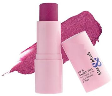 Kiss & Blush Lip, Cheek & Eye Tint – Glittering Magenta | 3-in-1 Multipurpose Makeup with Avocado Oil & Mango Butter | Creamy, Blendable Tint for Lips, Cheeks & Eyes | 8.5gm