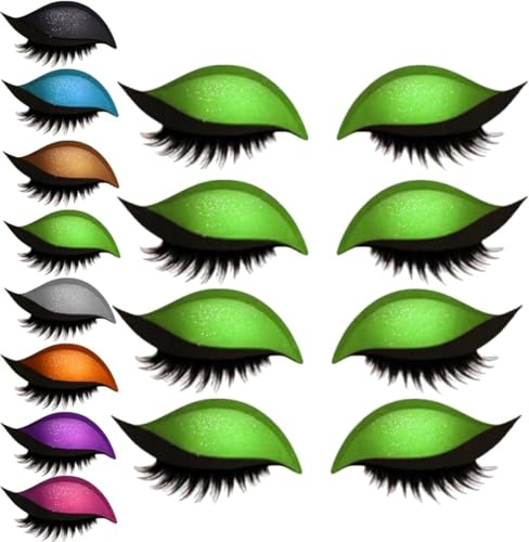 Lazy Eye Shadow Eyelash Patch,4/8 paires Faux-cils, autocollants de maquillage réutilisables 2 en 1 avec faux cils et ombre, faux cils naturels pour toutes les formes d'yeux (Vert, 8paires)
