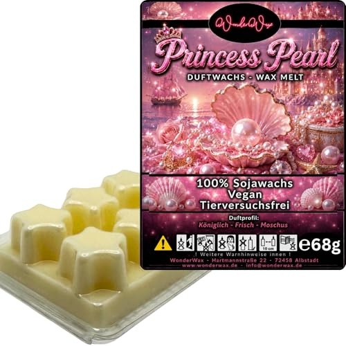 WonderWax® Duftriegel 6 x Duftwachs Sterne Weiß Princess Pearl | Farbe: Weiß | Raumduft für Duftlampen, Wax Melt, Sojawachs, Indoor Duftöl Wachs schmelzen für Aromalampe