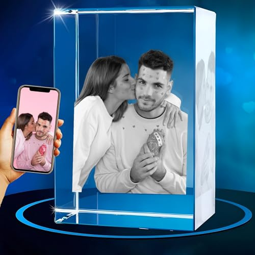 Individueller 3D-Kristall-Bilderrahmen mit Foto, personalisierbar, Hologramm-Würfel, Gedenkgeschenk, Weihnachtsdekoration, Glas-Fotodrucke, Valentinstagsschild, Geschenke